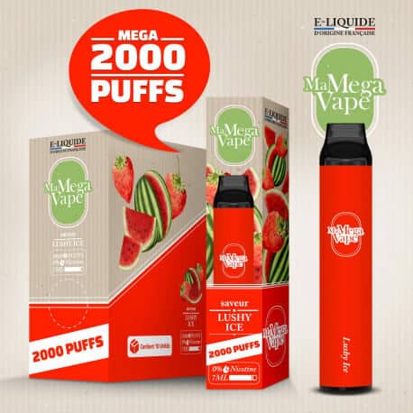 Petite Ma Mega Vape Pen Kit μιας χρήσης 2000 Puff 7ml 0mg - Παγωμένο Καρπούζι Φράουλα