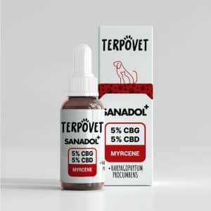 Terpovet Sanadol +5% CBD & CBG για Κατοικίδια – Φυσική Ανακούφιση Πόνου & Φλεγμονών με Μυρσένιο & Devil’s Claw
