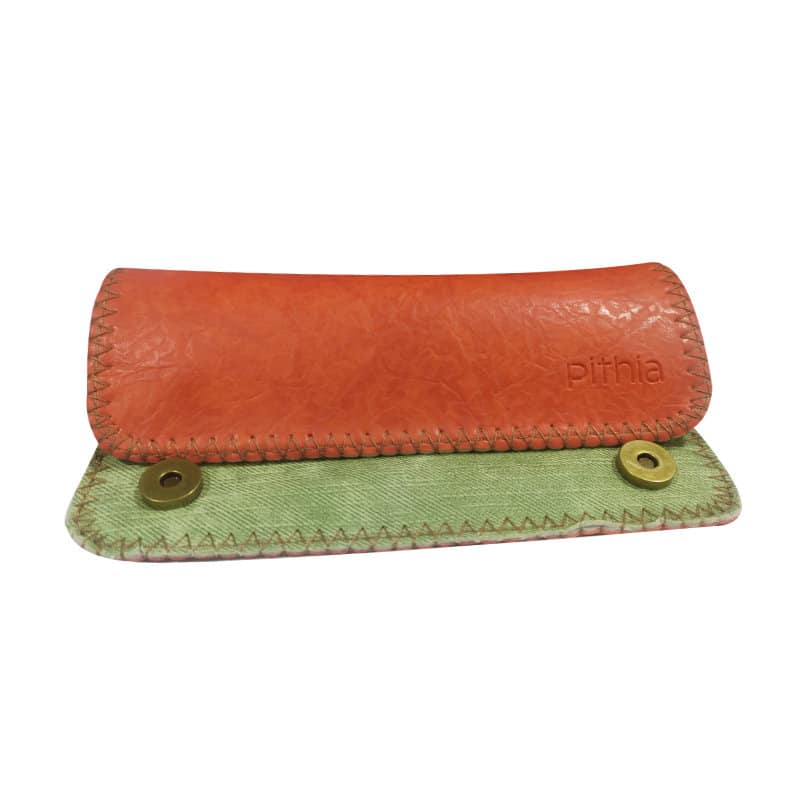 Καπνοθήκη Δερματίνη Amalia | Orange - Light Green | CA-03