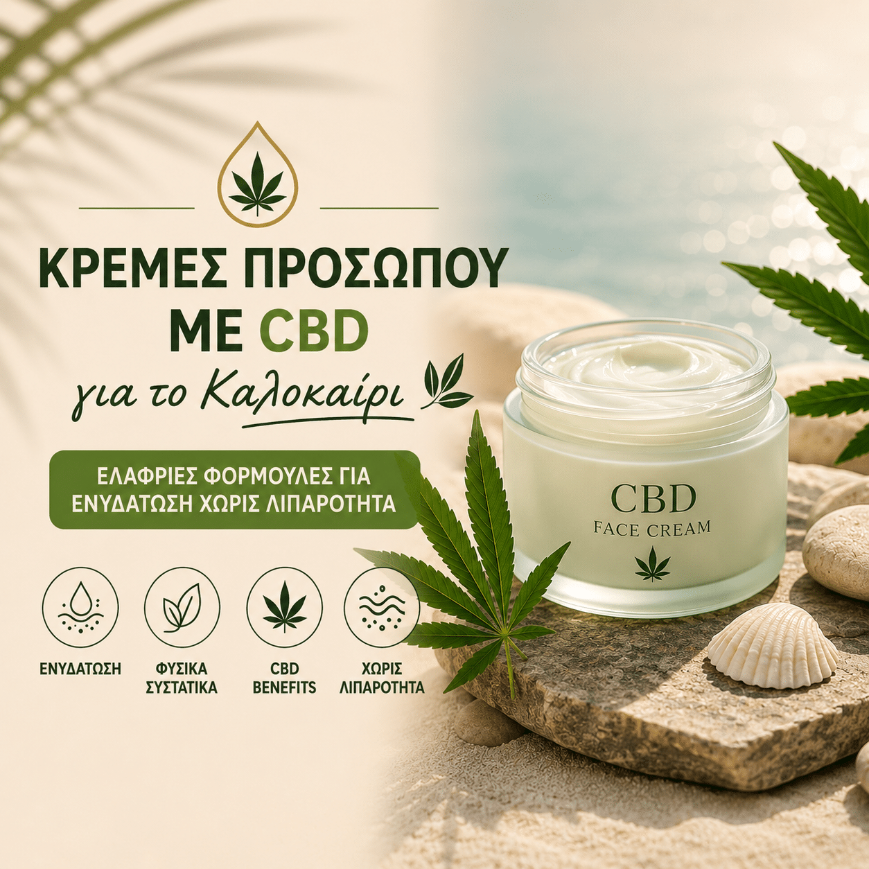Κρέμες Προσώπου με CBD για το Καλοκαίρι: Ελαφριές Φόρμουλες για Ενυδάτωση Χωρίς Λιπαρότητα
